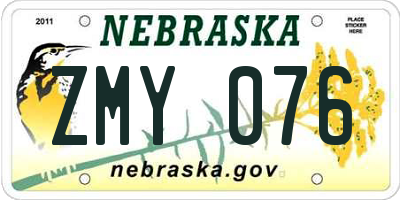 NE license plate ZMY076