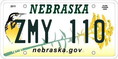 NE license plate ZMY110