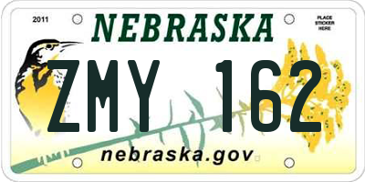NE license plate ZMY162