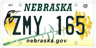 NE license plate ZMY165