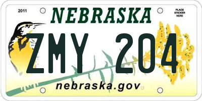 NE license plate ZMY204