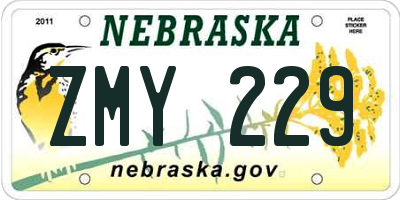 NE license plate ZMY229