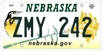 NE license plate ZMY242