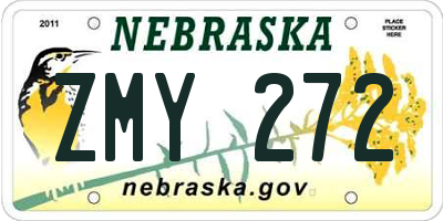 NE license plate ZMY272