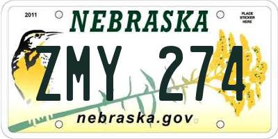 NE license plate ZMY274