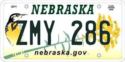 NE license plate ZMY286