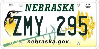 NE license plate ZMY295