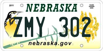 NE license plate ZMY302