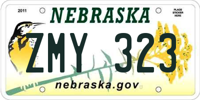 NE license plate ZMY323