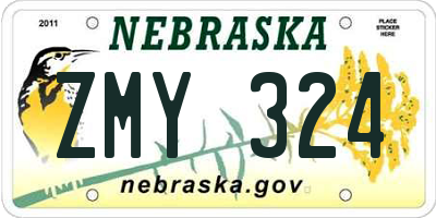 NE license plate ZMY324