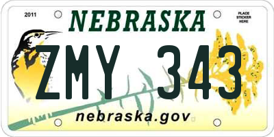 NE license plate ZMY343