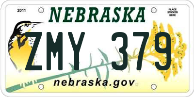 NE license plate ZMY379