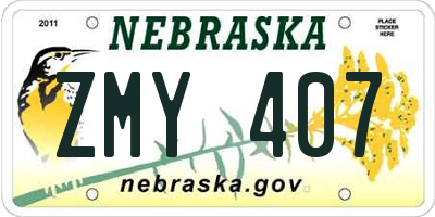 NE license plate ZMY407