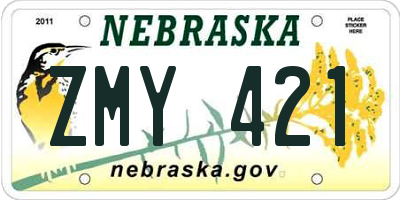 NE license plate ZMY421