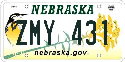 NE license plate ZMY431