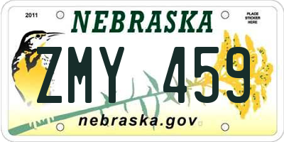 NE license plate ZMY459