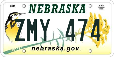 NE license plate ZMY474