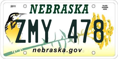 NE license plate ZMY478