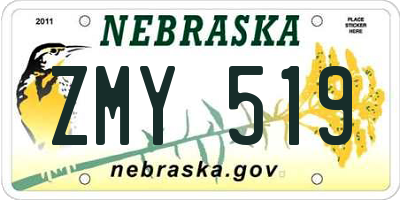 NE license plate ZMY519