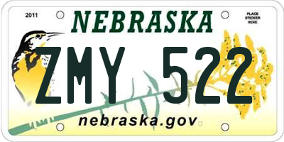 NE license plate ZMY522