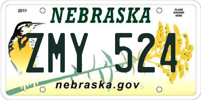 NE license plate ZMY524