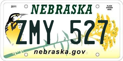 NE license plate ZMY527