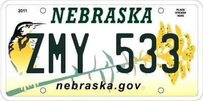 NE license plate ZMY533