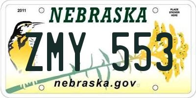 NE license plate ZMY553