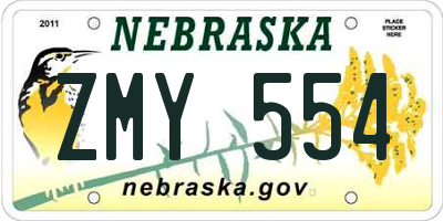 NE license plate ZMY554