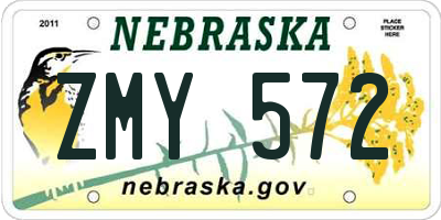 NE license plate ZMY572