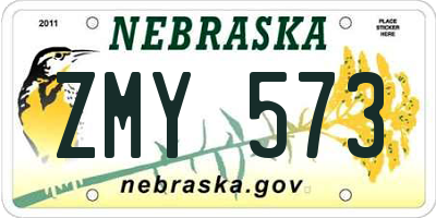 NE license plate ZMY573