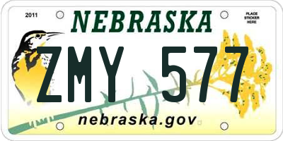 NE license plate ZMY577