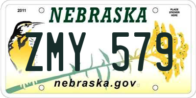 NE license plate ZMY579