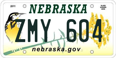 NE license plate ZMY604