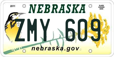 NE license plate ZMY609