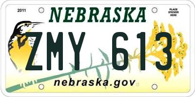 NE license plate ZMY613