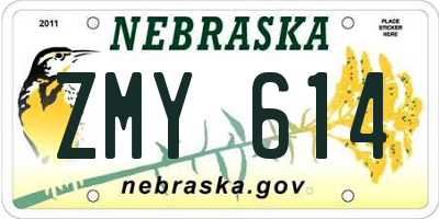 NE license plate ZMY614