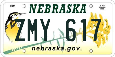 NE license plate ZMY617