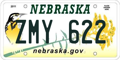 NE license plate ZMY622