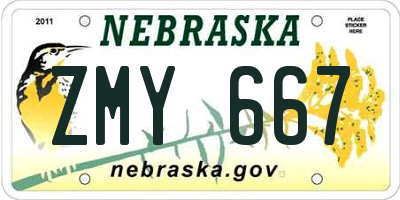 NE license plate ZMY667