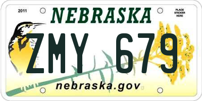 NE license plate ZMY679