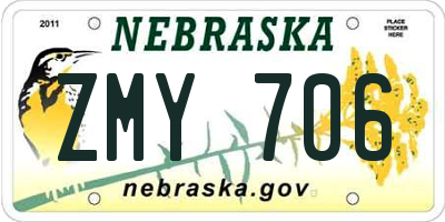 NE license plate ZMY706