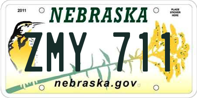 NE license plate ZMY711