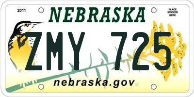 NE license plate ZMY725