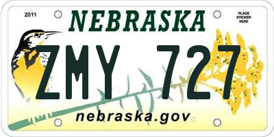 NE license plate ZMY727