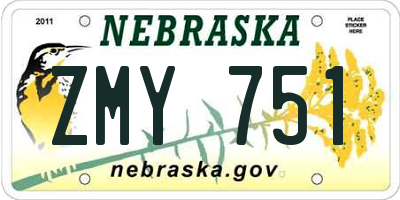 NE license plate ZMY751