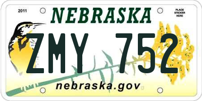NE license plate ZMY752