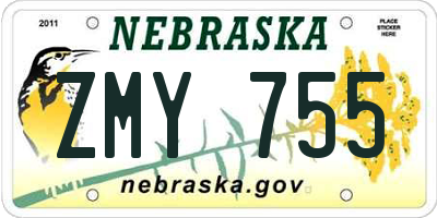 NE license plate ZMY755