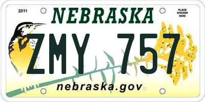 NE license plate ZMY757