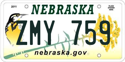 NE license plate ZMY759